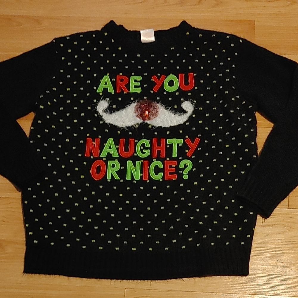 Black Holiday Sweater with Festive Design